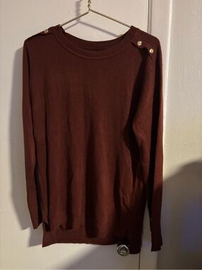 Primark Burgundy Knit Sweater Gold Button Detail Size Medium 
(984)